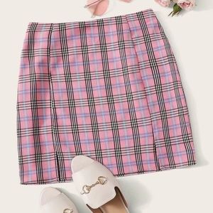 M-Slit Tartan Print Skirt